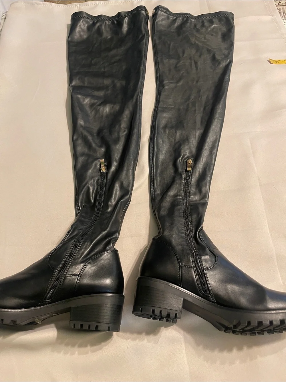 Over-the-Knee Black Leather Boots - Classic Women's Riding Style